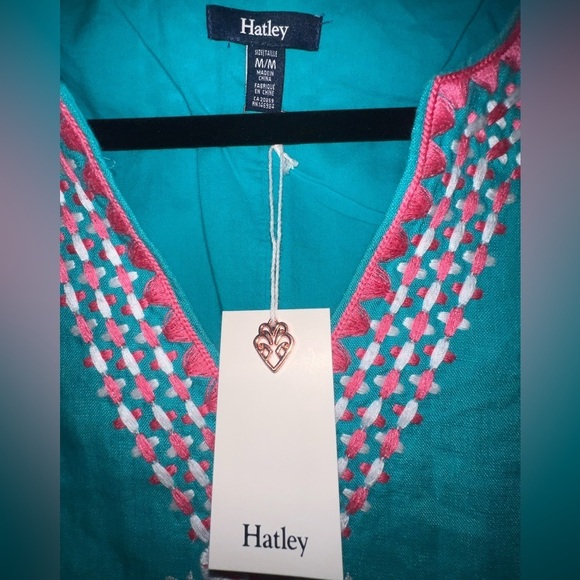 {NWT Hatley Linen Embroidered Portia Sheath Dress in Ceramic Blue Size M} - Picture 10 of 12